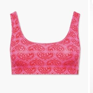 Savage X Fenty Pink Heart Print Sports Bra